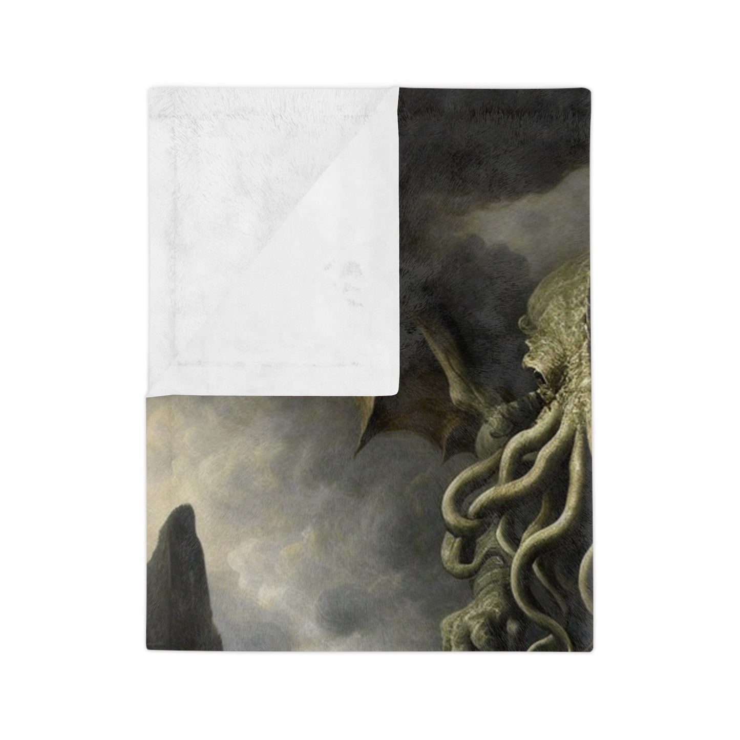 Cthulhu in the Storm Velveteen Microfiber Blanket