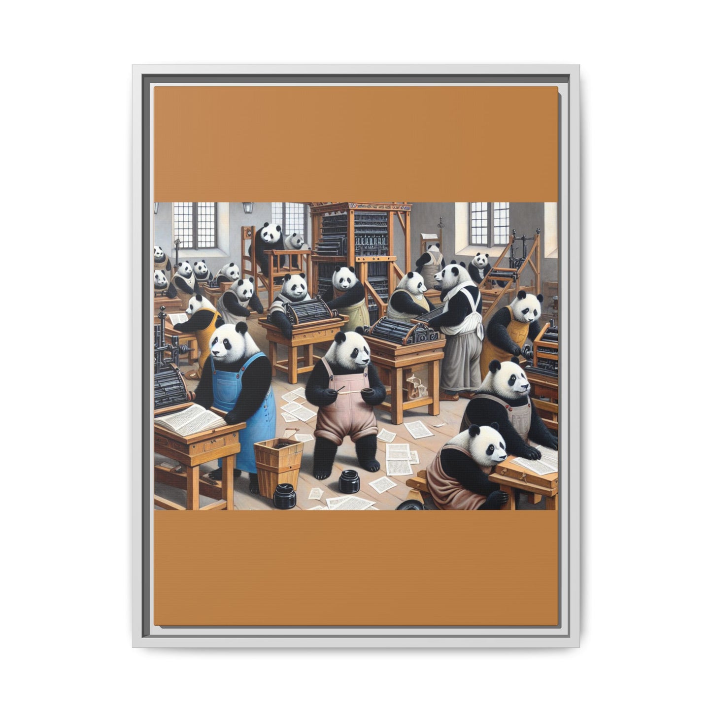 Printing Pandamonium Canvas, Framed (Multi-color)