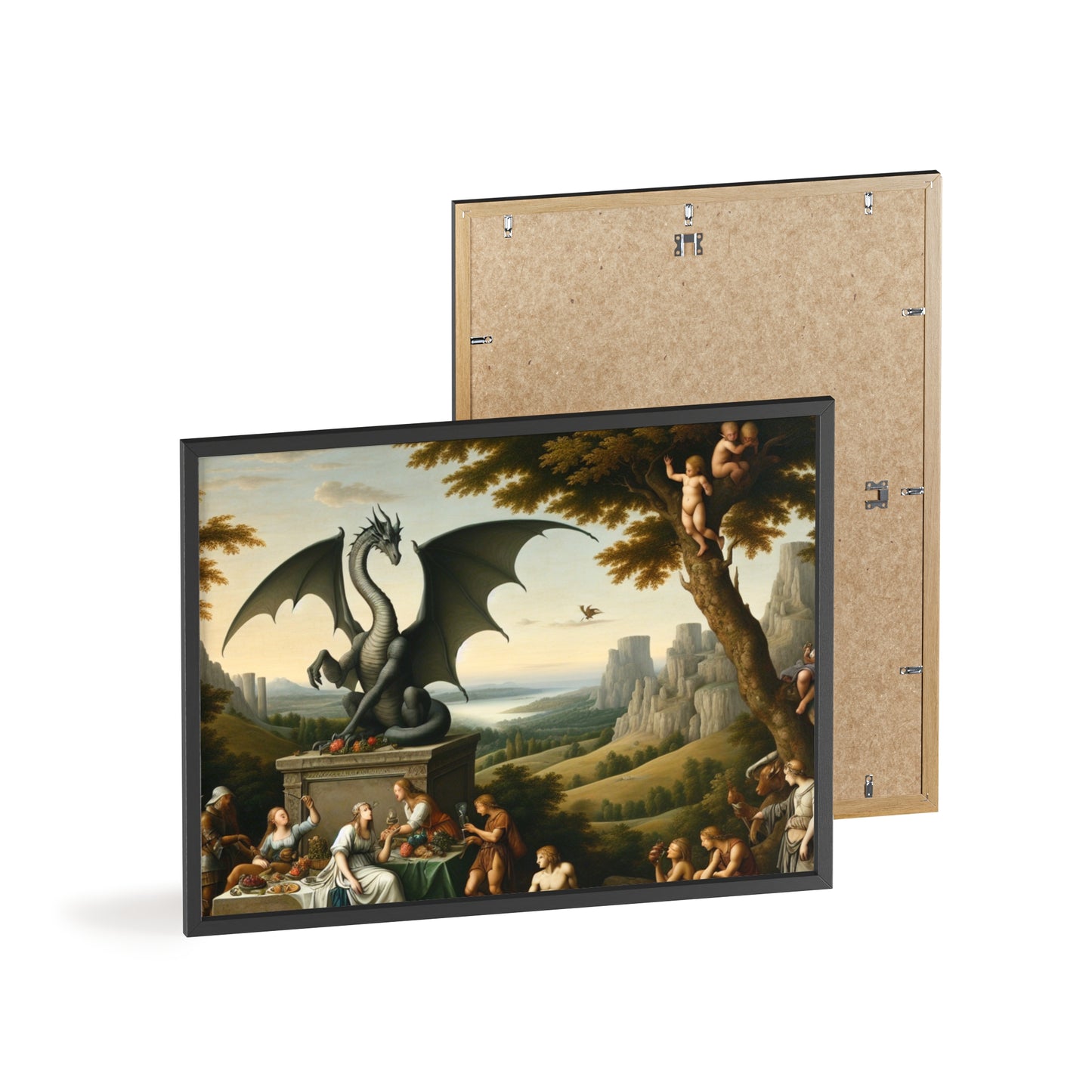 Framed Dragon Statue Poster