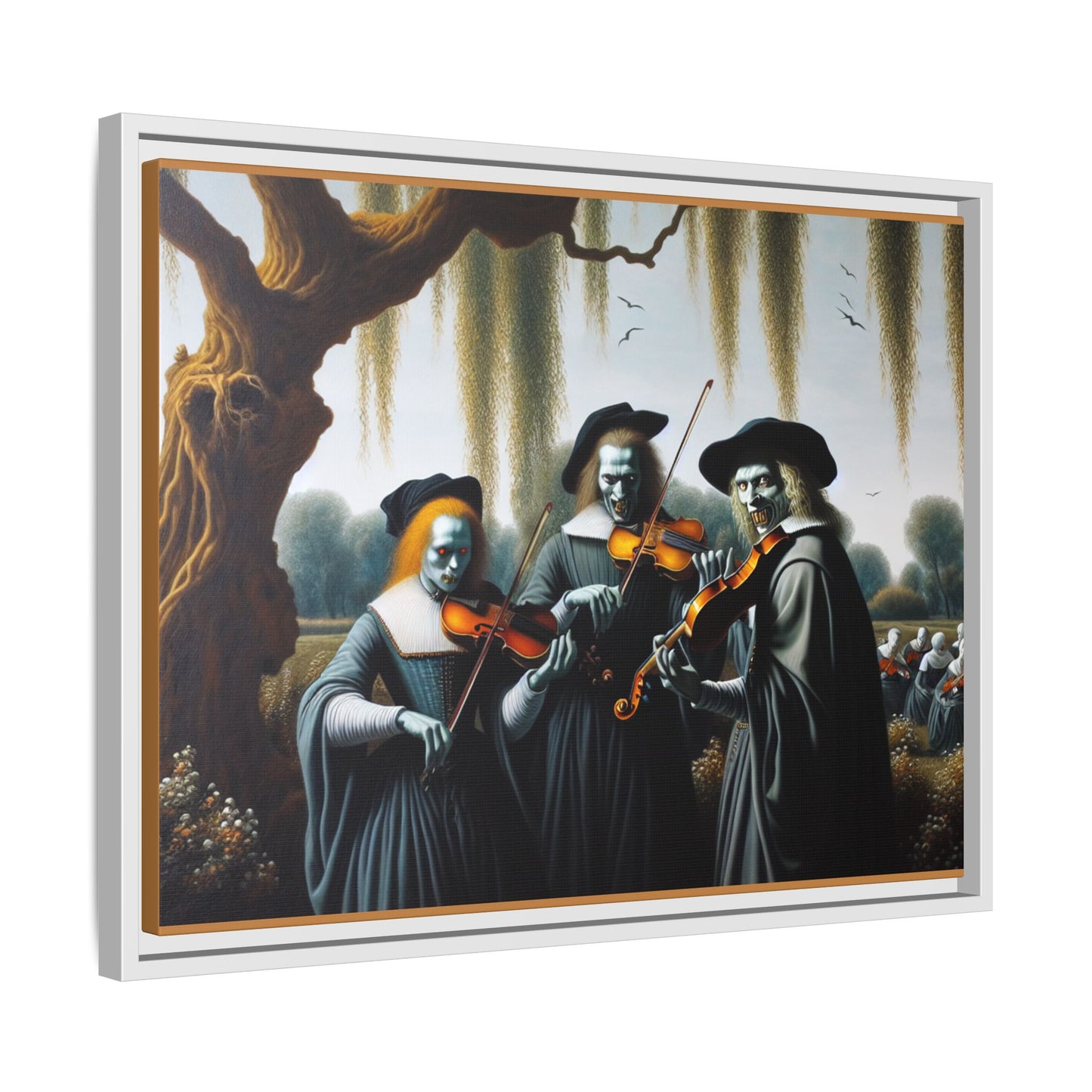 Vermeer's Vampire Violinists Canvas, Framed (Multi-color)