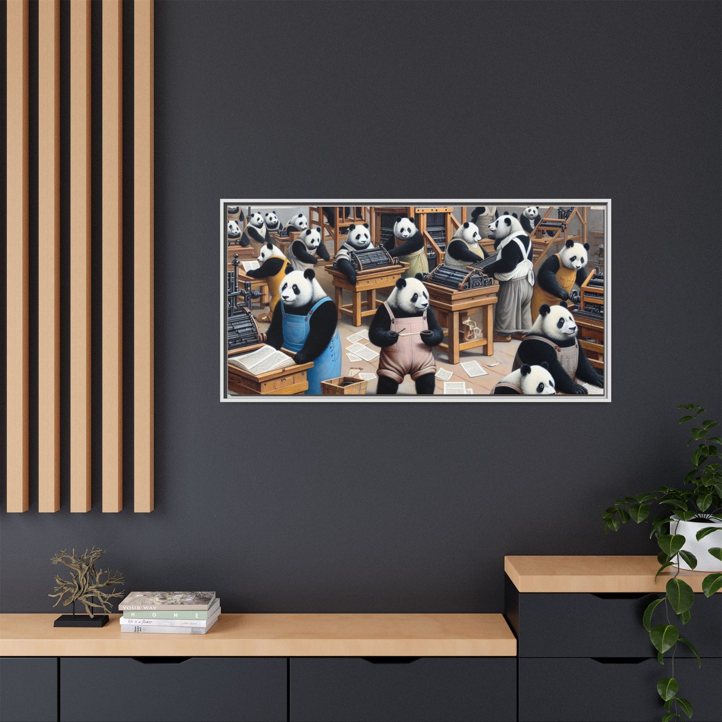 Printing Pandamonium Canvas, Framed (Multi-color)