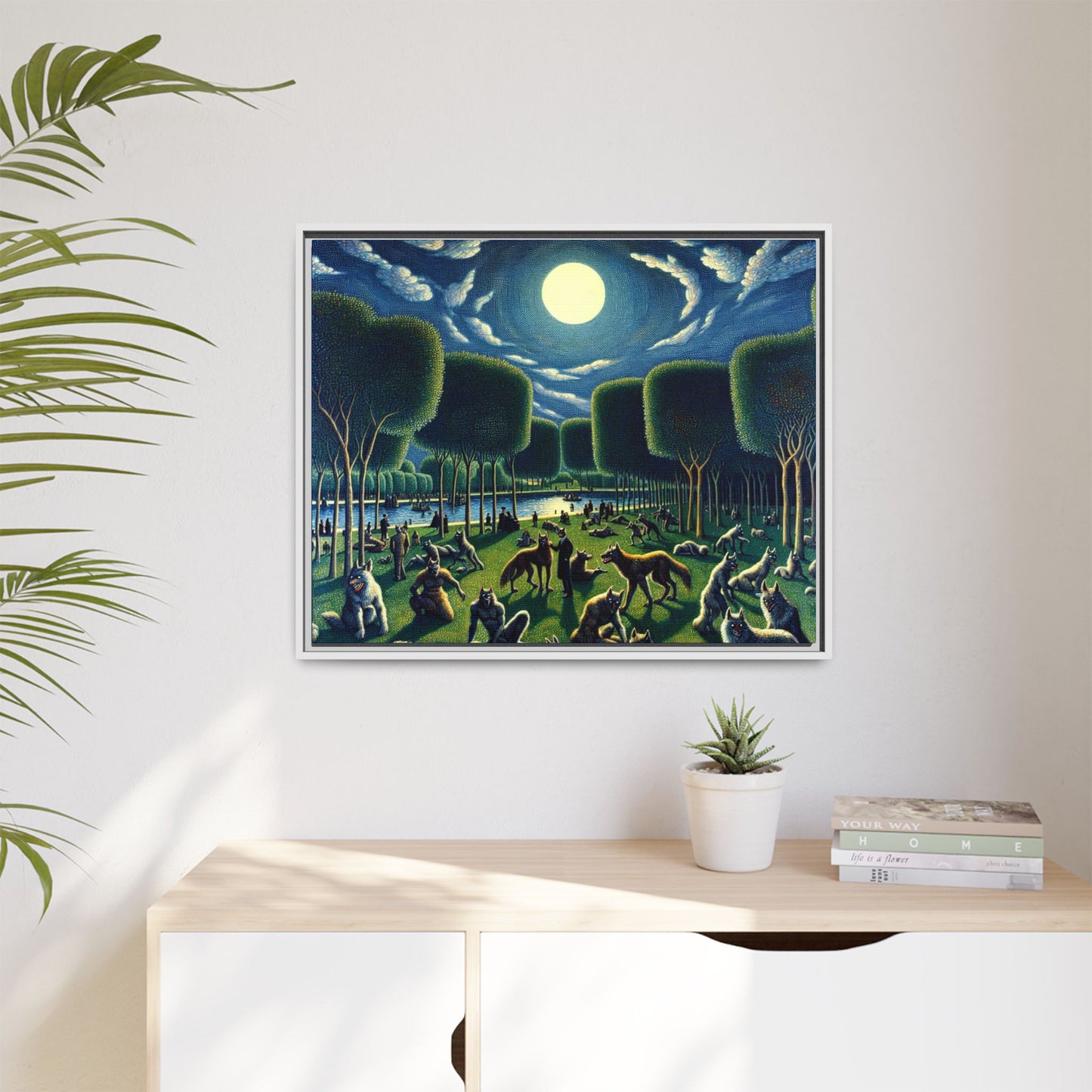 Werewolves at the Waterfront Canvas, Framed (Multi-color)